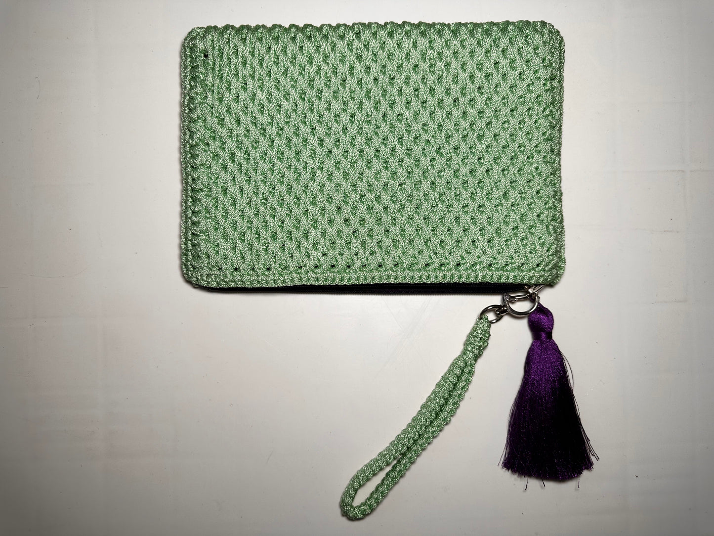 Su Yeşili el Örgüsü Clutch Çanta