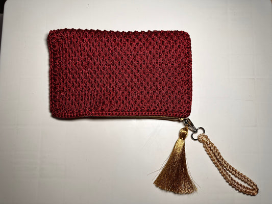 Kahverengi El Örgüsü Clutch Çanta