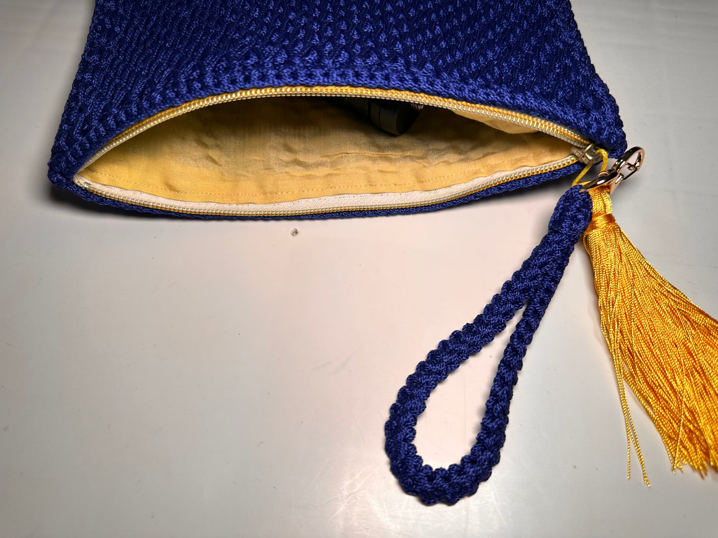 Mavi El Örgüsü Clutch Çanta